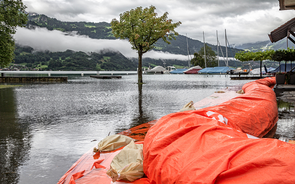 Hochwasser am Thunersee in Neuhaus (BE), 15.07.2021